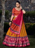 Tussar Silk Multi Festival Wear Foli Printed Readymade Lehenga Choli